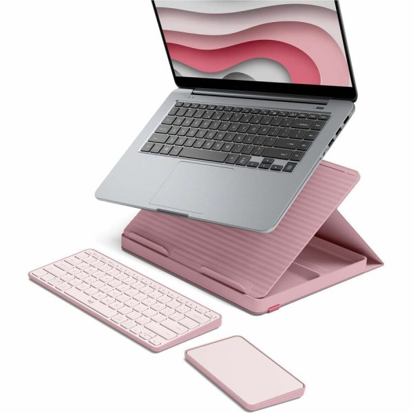 Logitech Casa Pop-Up Desk Work From Home Kit with Laptop Stand, Wireless Keyboard & Touchpad, Bluetooth, USB C Charging, for Laptop MacBook (10  to 17 ) - Windows, macOS, ChromeOS, Bohemian Blush (Rose) Online now